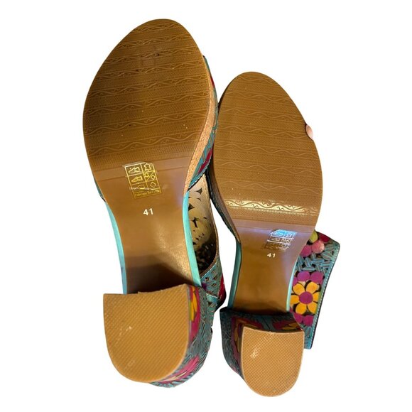 $160 Spring Step L’Artiste 41 9.5 10 Sandals Cutout Bootie Kenzee Shoes Blue - Picture 5 of 10